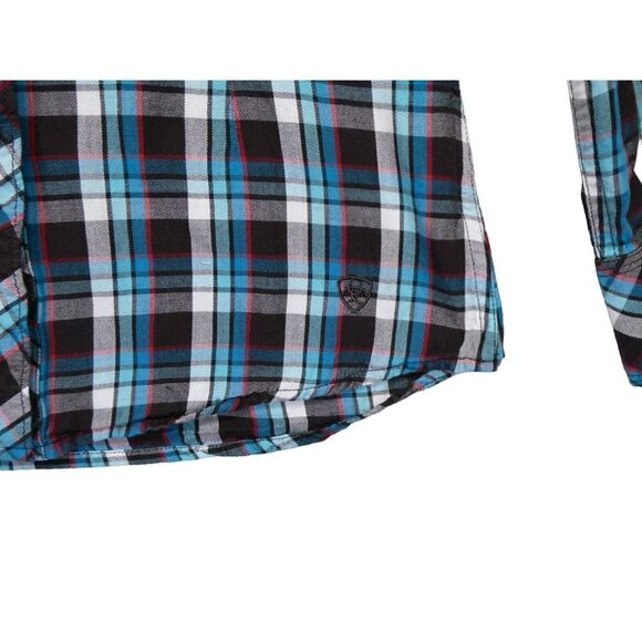 ARIAT Pendleton Women's Turquoise Blue Studded Plaid Western Shirt Size Small - Picture 5 of 12